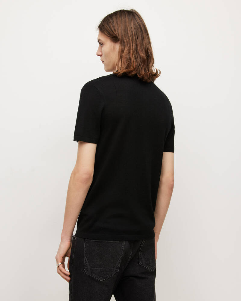 Black Allsaints Mode Merino Short Sleeve Polo Shirt | MK021N-5