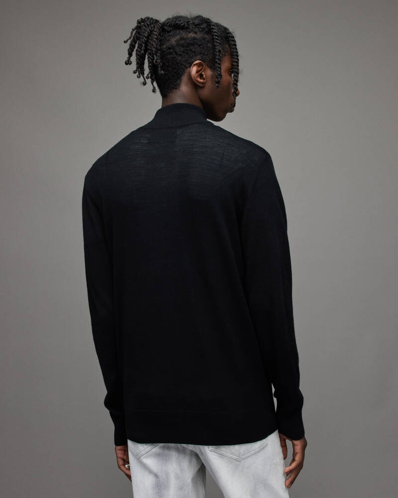 Black Allsaints Mode Merino Zip Funnel Jumper | MK212V-5