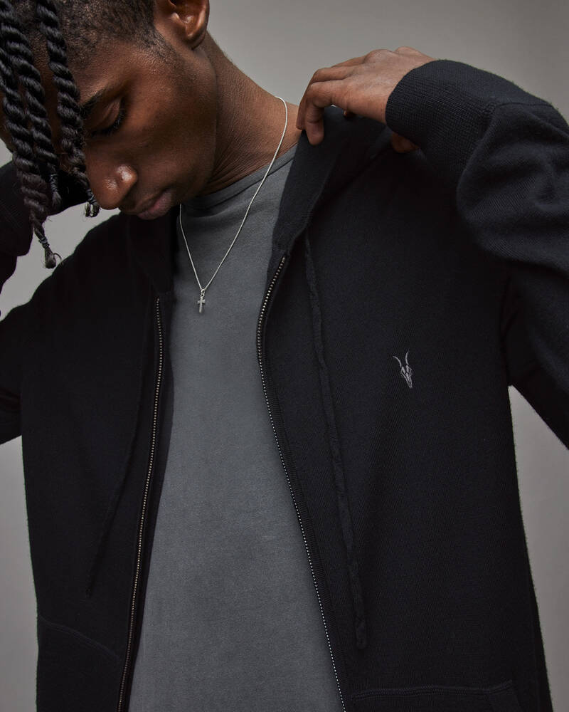 Black Allsaints Mode Merino Zip Hoodie | MK130D-5