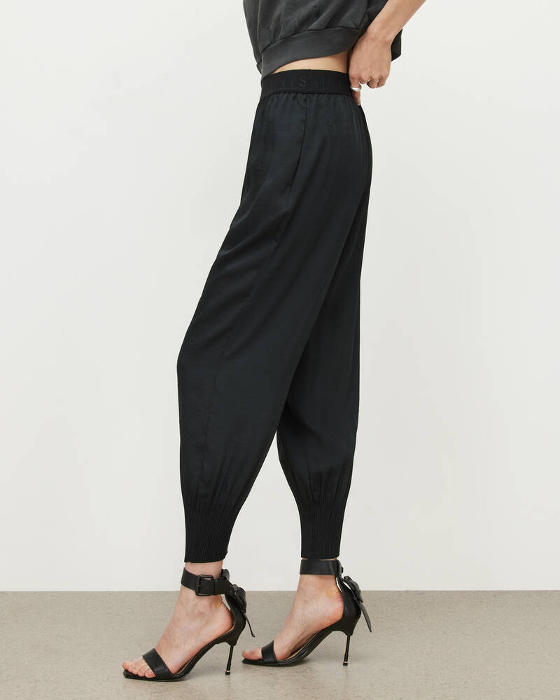 Black Allsaints Nala Mid Rise Tapered Trousers | WP010X-5