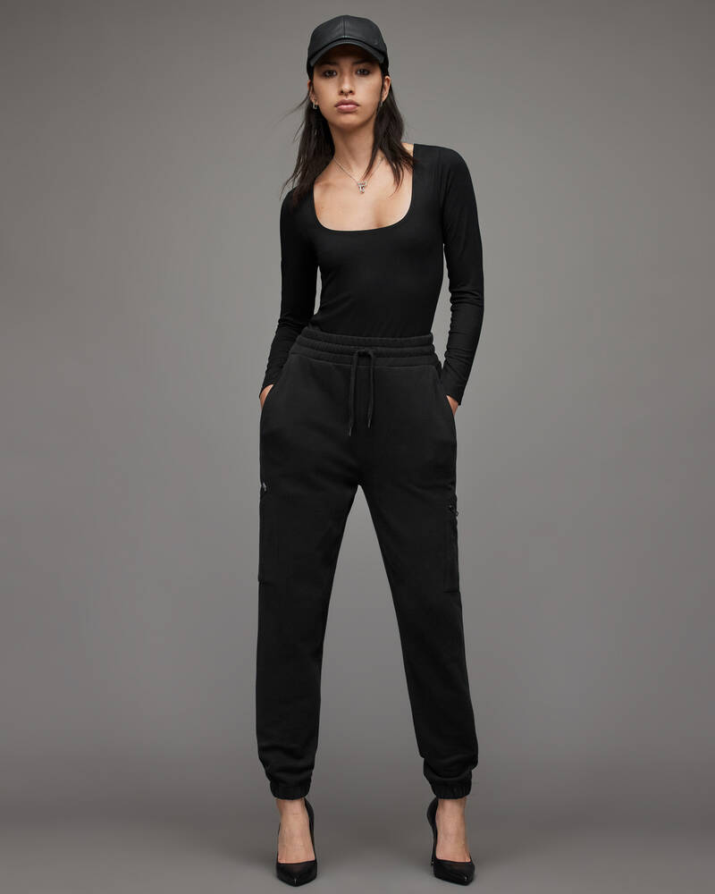 Black Allsaints Nen Mid Rise Cuffed Sweatpants | WP006W-5