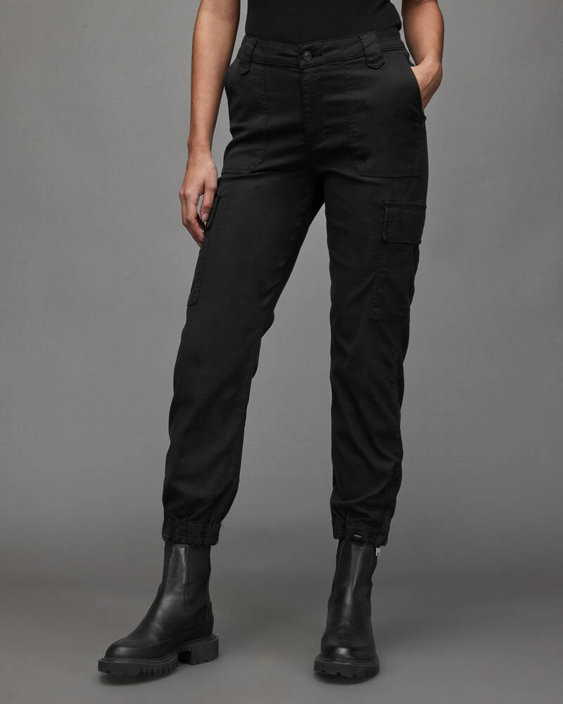 Black Allsaints Nola High Rise Slim Cargo Joggers | WE504W-5