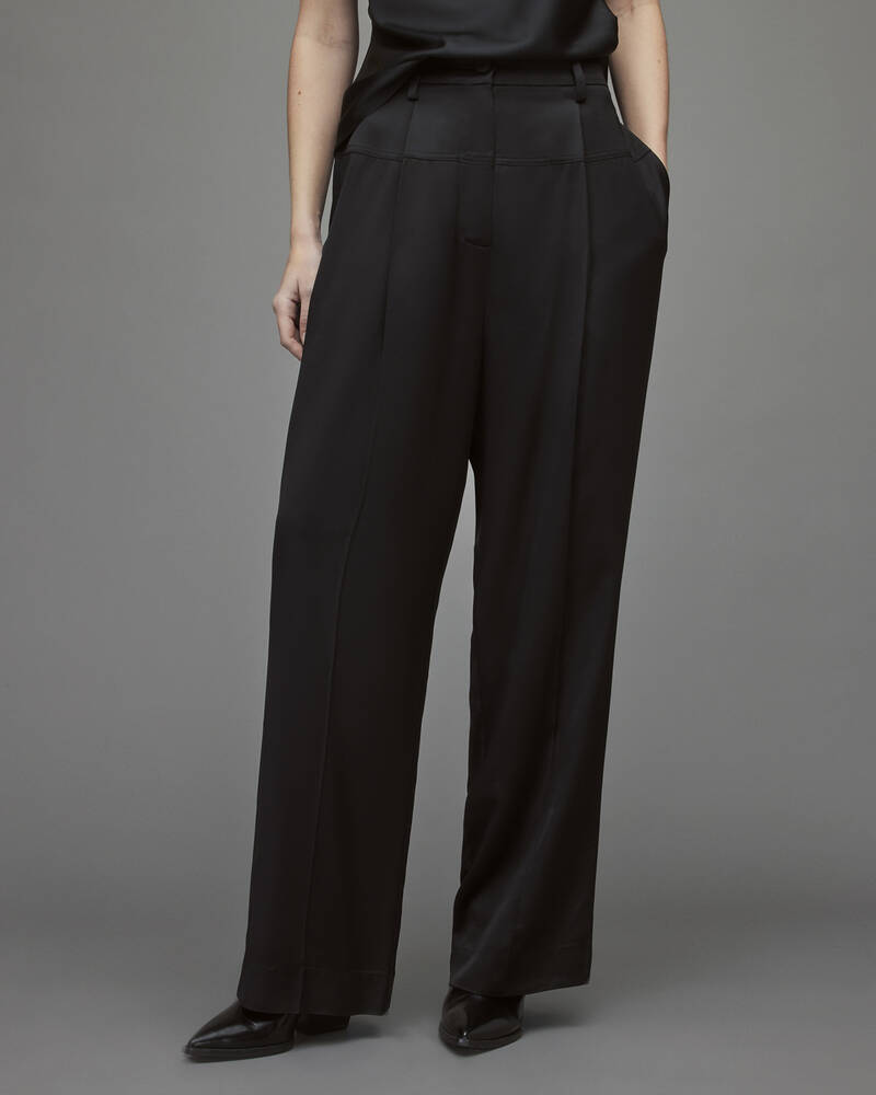 Black Allsaints Norah High Rise Relaxed Trousers | WP036X-5