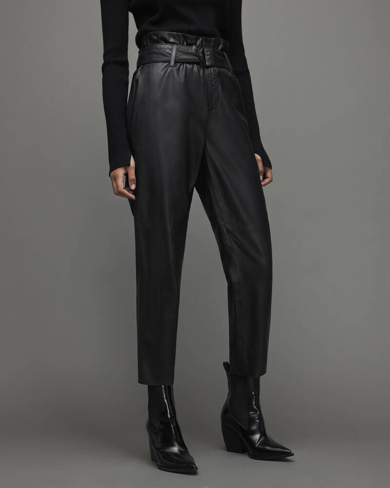 Black Allsaints Orsen Leather Trousers | WL009W-5