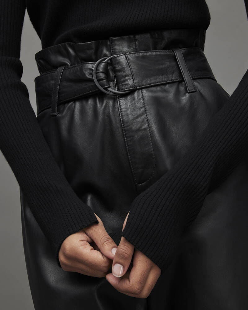 Black Allsaints Orsen Leather Trousers | WL009W-5