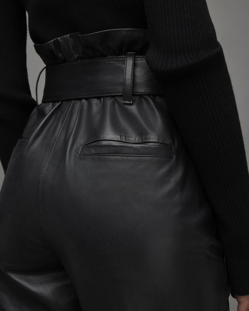 Black Allsaints Orsen Leather Trousers | WL009W-5