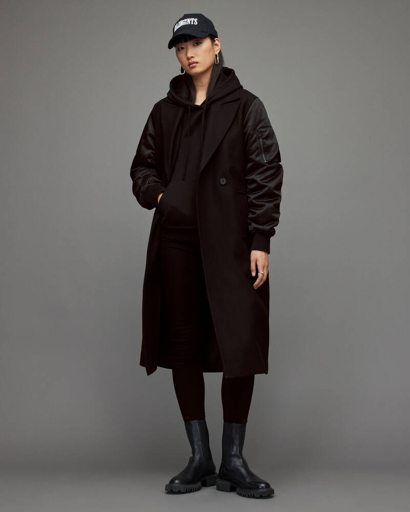 Black Allsaints Paulah Coat | WO032X-5