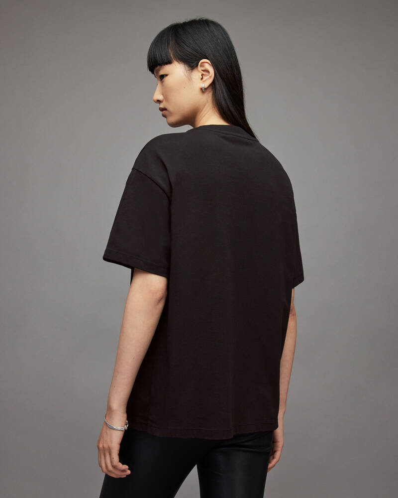 Black Allsaints Pippa Diamante Boyfriend T Shirt | WM126X-5