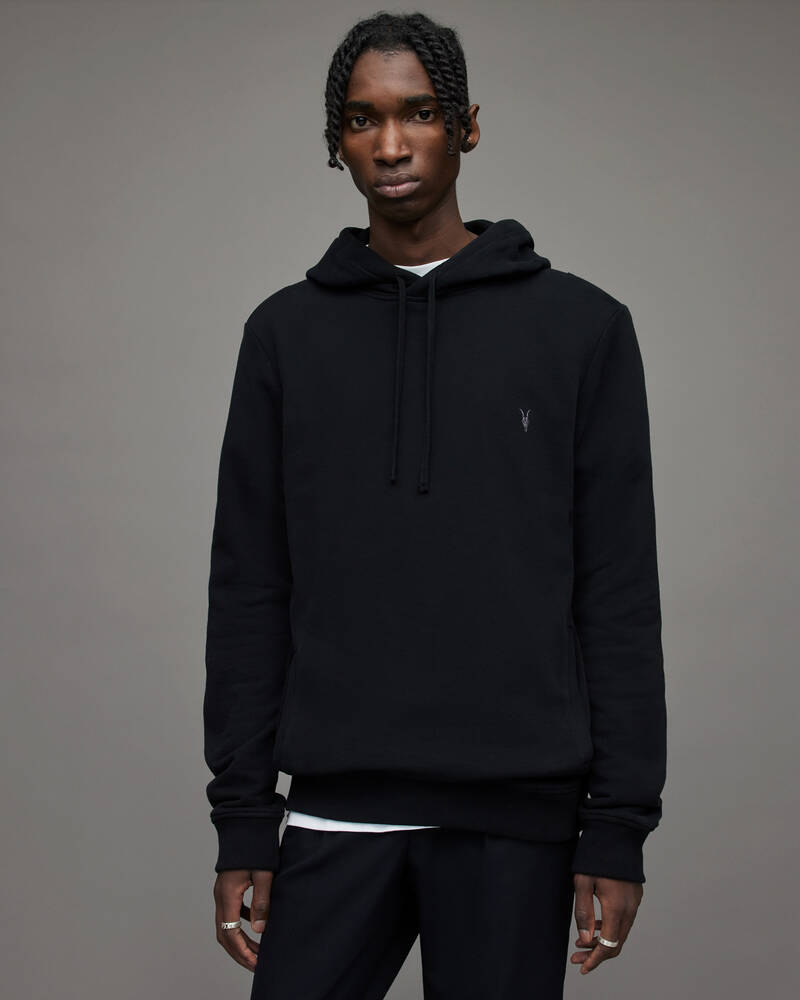 Black Allsaints Raven Pullover Hoodie | MF064M-5