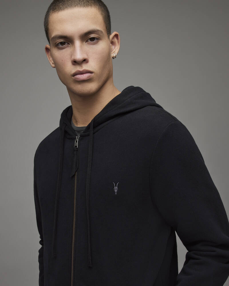 Black Allsaints Raven Zip Hoodie | MF047K-5