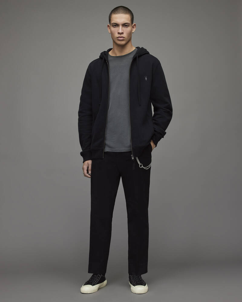 Black Allsaints Raven Zip Hoodie | MF047K-5