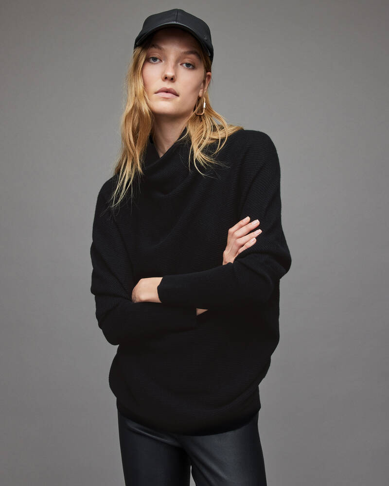 Black Allsaints Ridley Cashmere Blend Jumper | WK153M-5