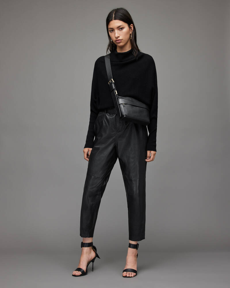 Black Allsaints Ridley Cropped Cashmere Blend Jumper | WK078V-5