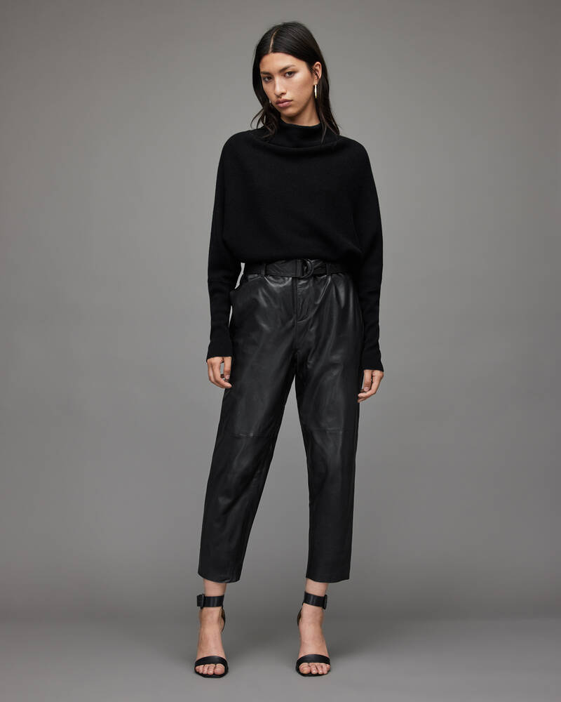 Black Allsaints Ridley Cropped Cashmere Blend Jumper | WK078V-5