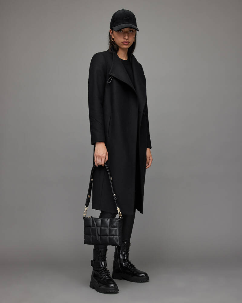 Black Allsaints Riley Wool Cashmere Blend Coat | WO179V-5