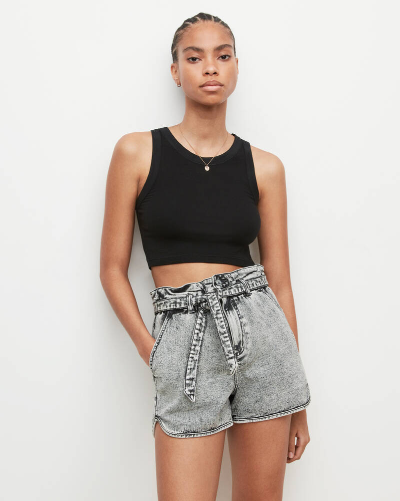 Black Allsaints Rina Cropped Tank | WM323W-5