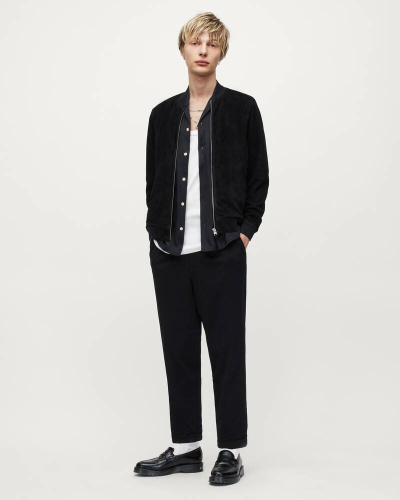 Black Allsaints Ronan Suede Bomber Jacket | ML075U-5