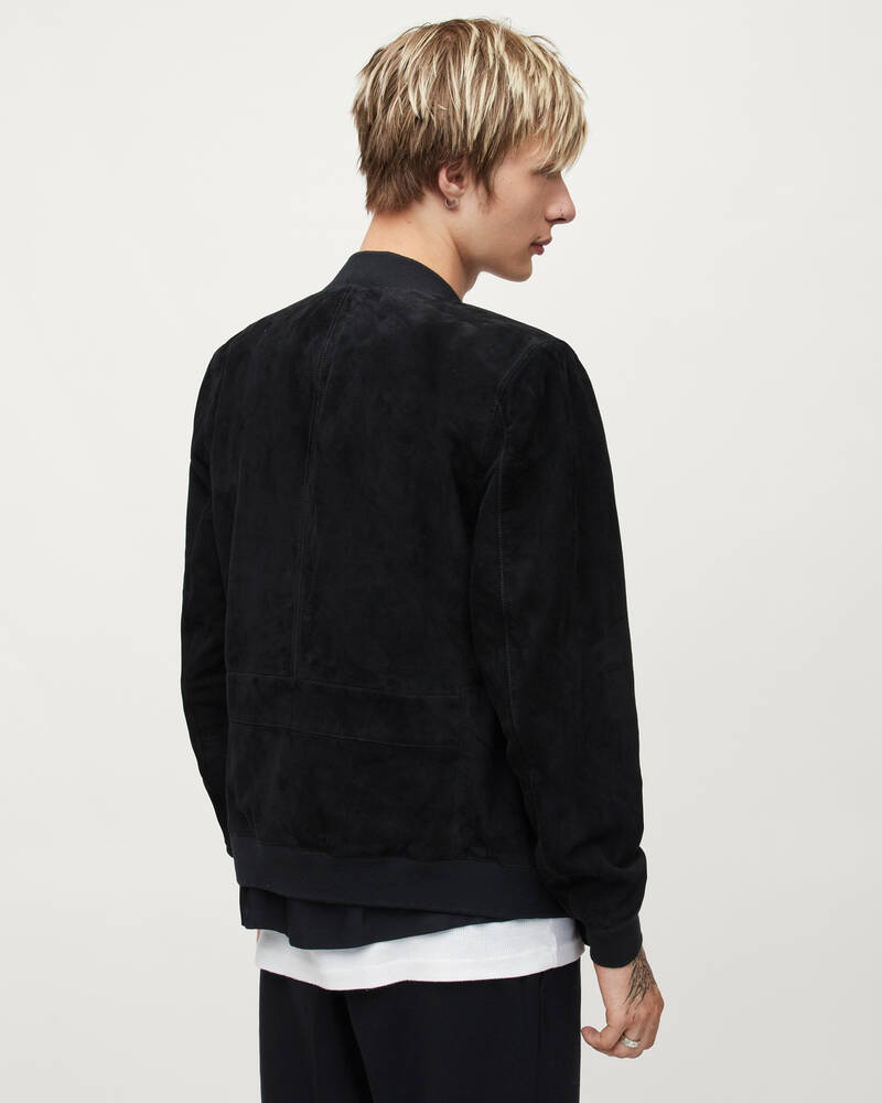 Black Allsaints Ronan Suede Bomber Jacket | ML075U-5