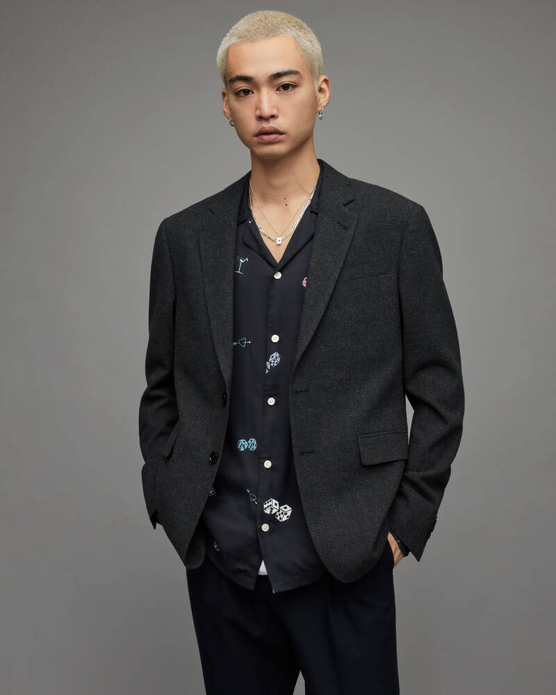 Black Allsaints Sholt Wool Blend Jacket | MJ075X-5