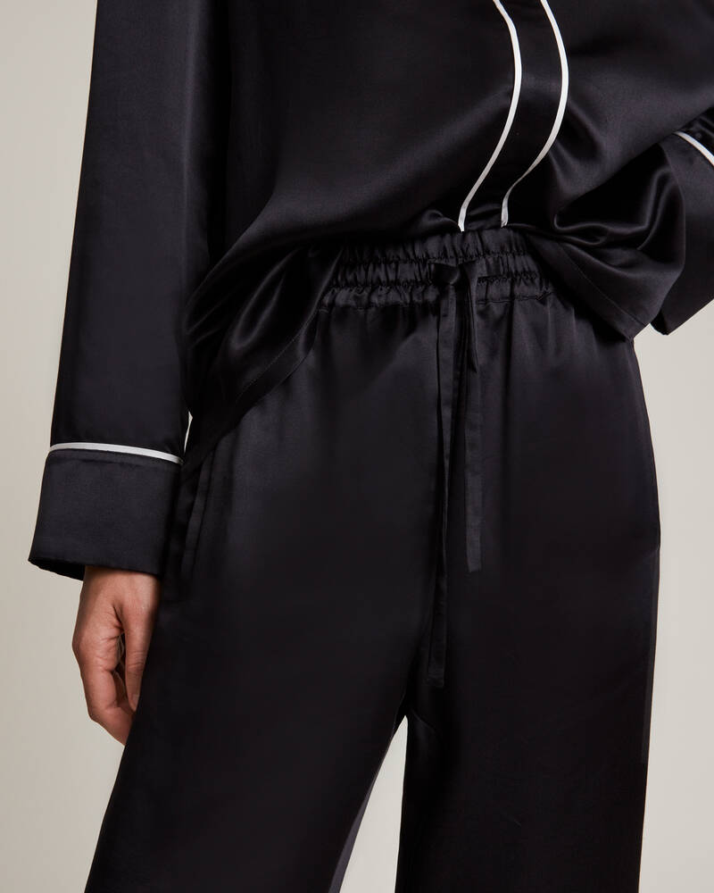 Black Allsaints Sofi Silk Blend Pyjama Trousers | WX006V-5