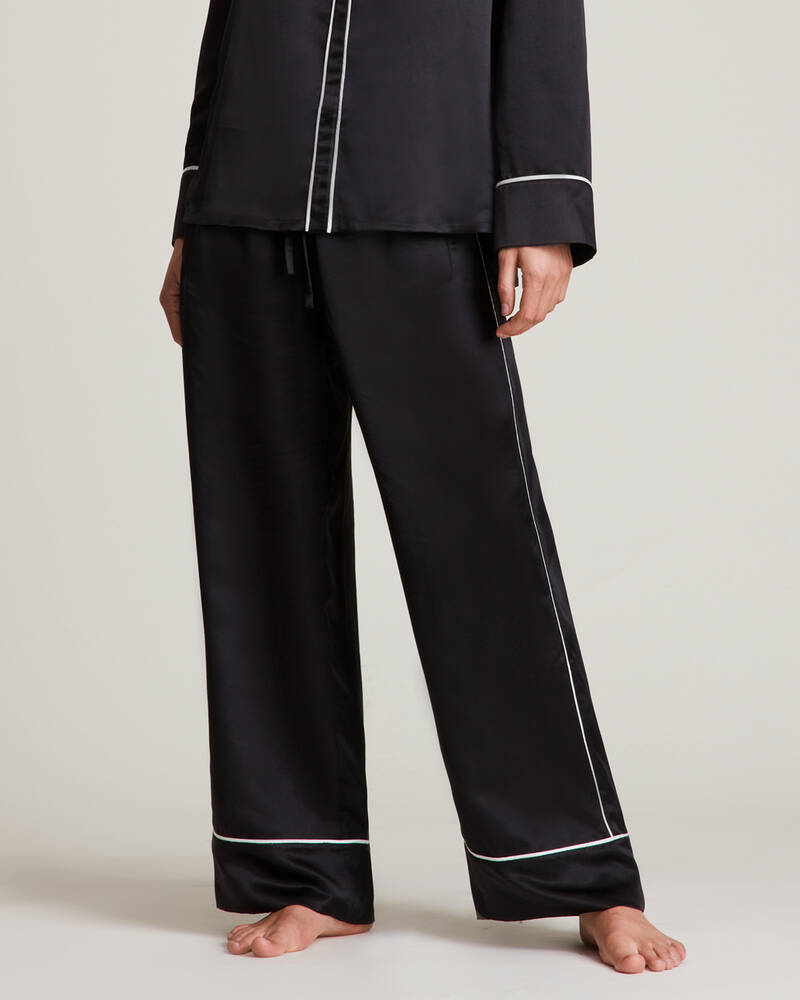 Black Allsaints Sofi Silk Blend Pyjama Trousers | WX006V-5