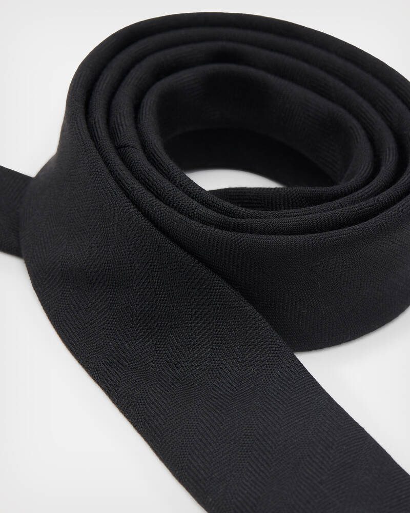 Black Allsaints Solid Slim Tie | MU618X-5