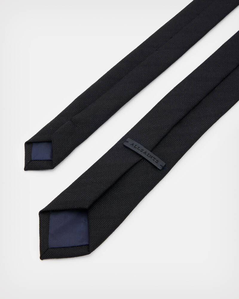 Black Allsaints Solid Slim Tie | MU618X-5