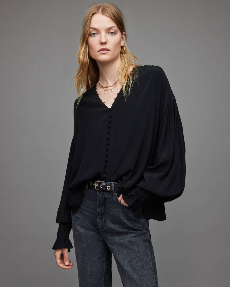 Black Allsaints Stella Blouse | WM235X-5