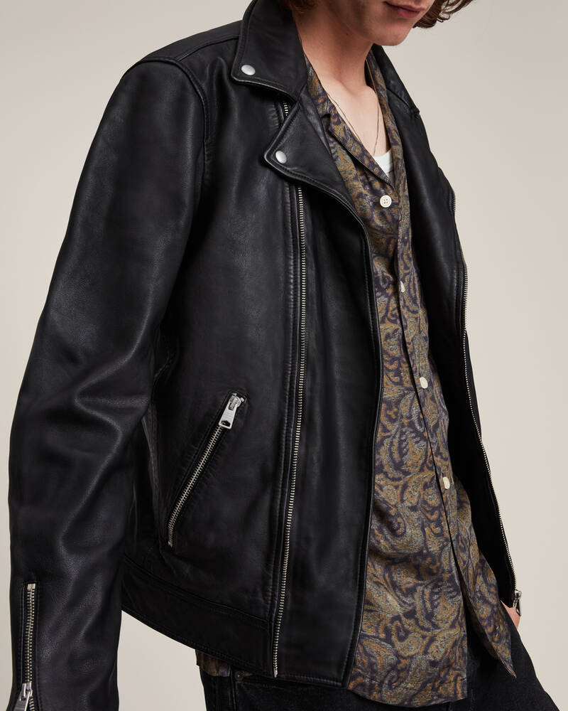 Black Allsaints Tyson Leather Biker Jacket | ML101T-5