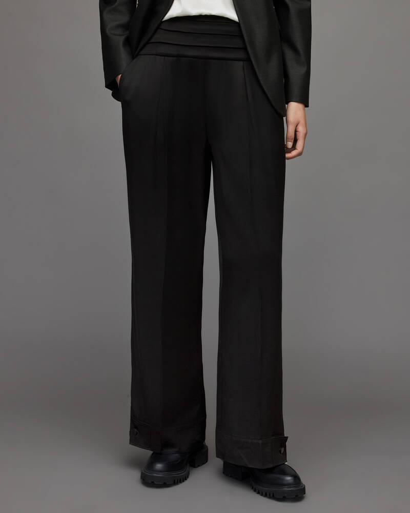 Black Allsaints Vanya High Rise Wide Trousers | WT027X-5