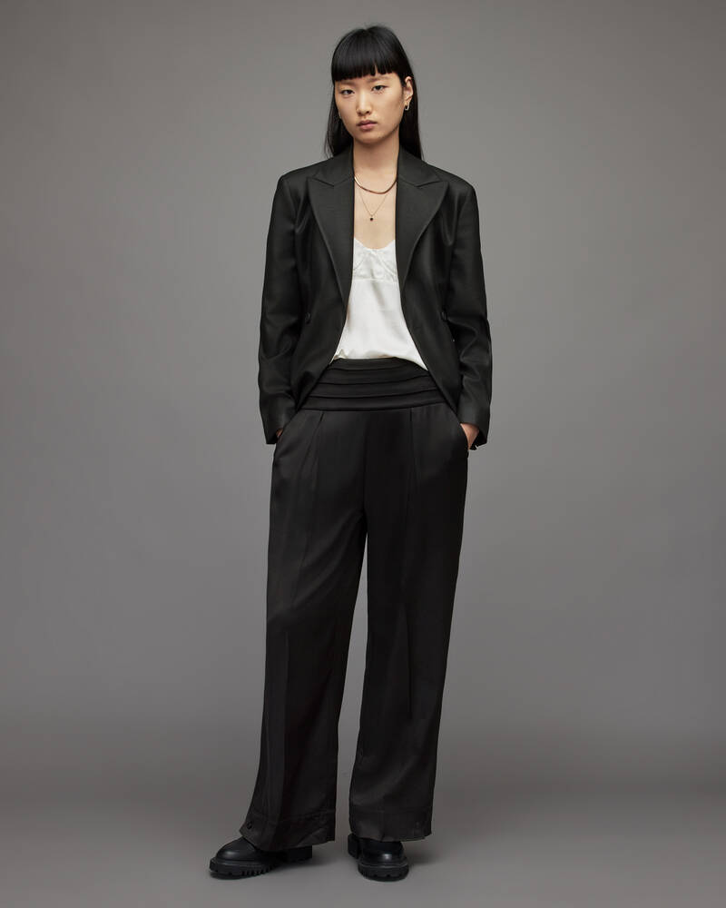 Black Allsaints Vanya High Rise Wide Trousers | WT027X-5