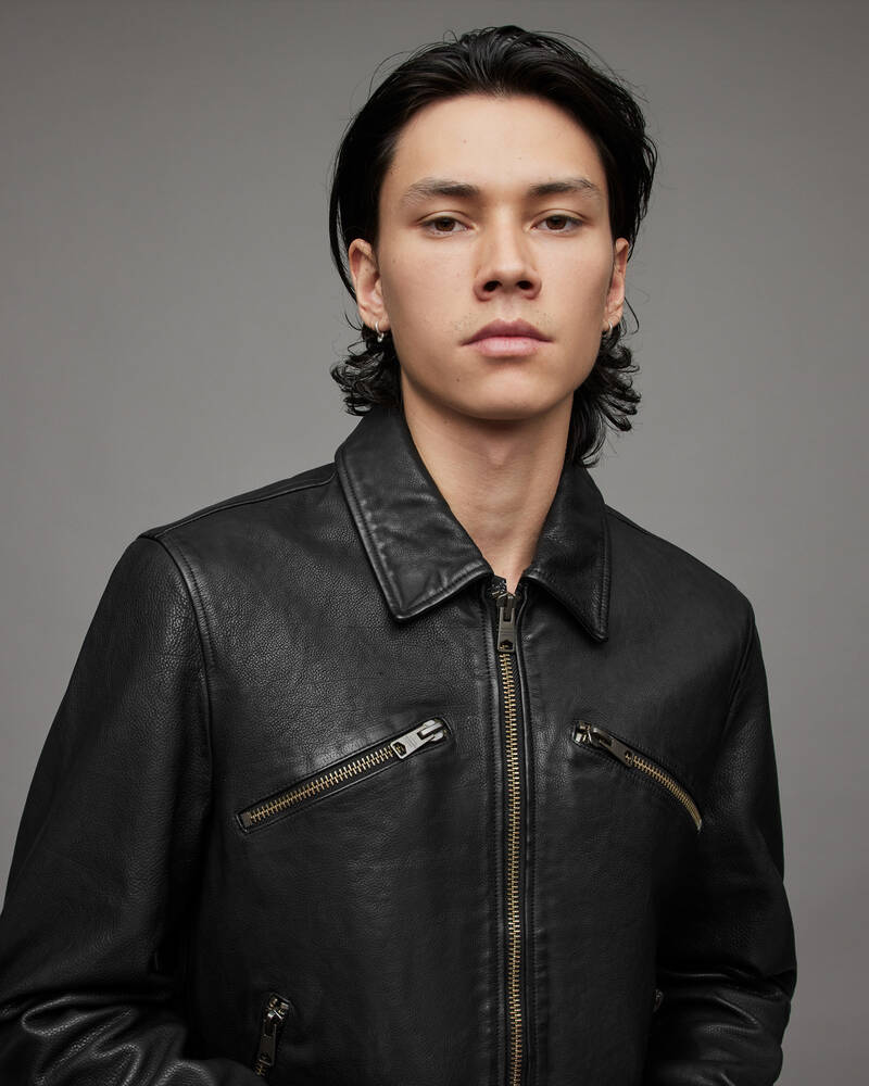 Black Allsaints Verdi Leather Jacket | ML049X-5