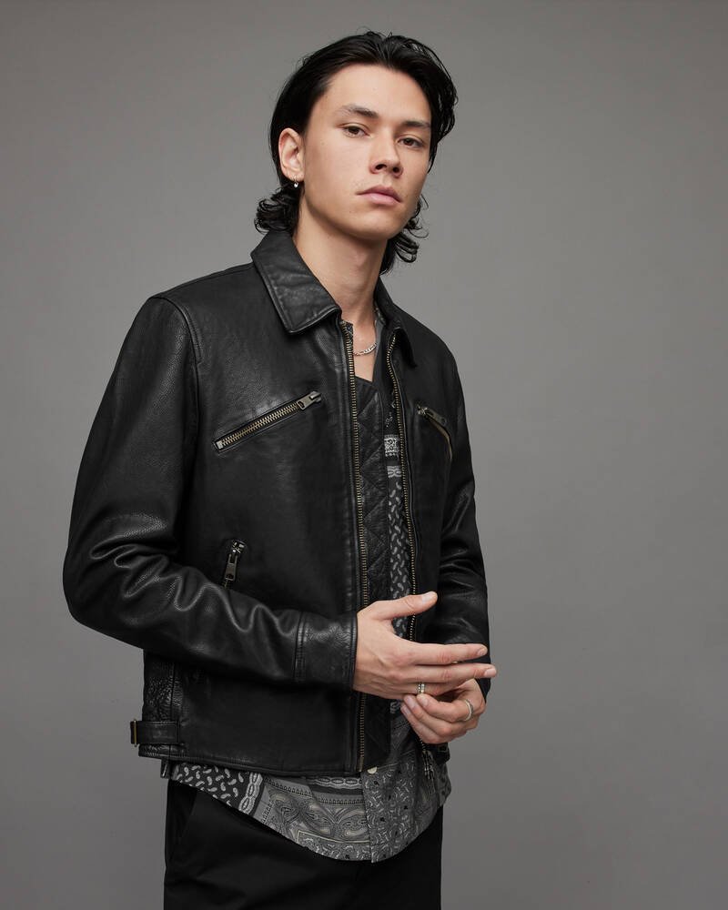 Black Allsaints Verdi Leather Jacket | ML049X-5