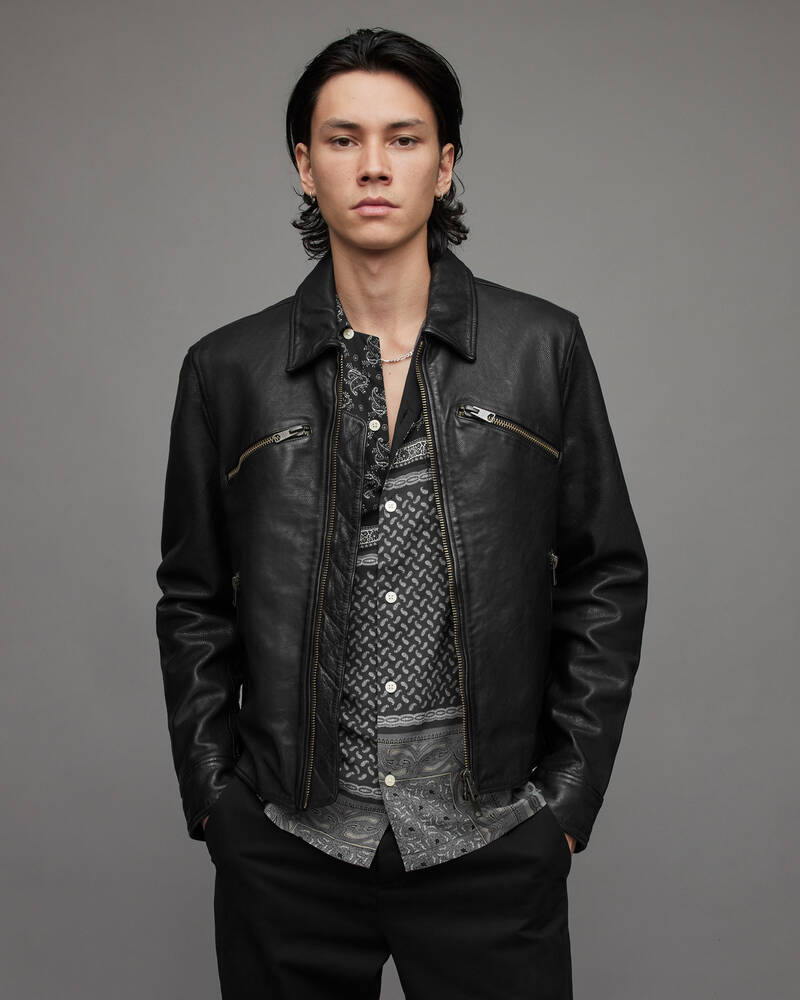 Black Allsaints Verdi Leather Jacket | ML049X-5