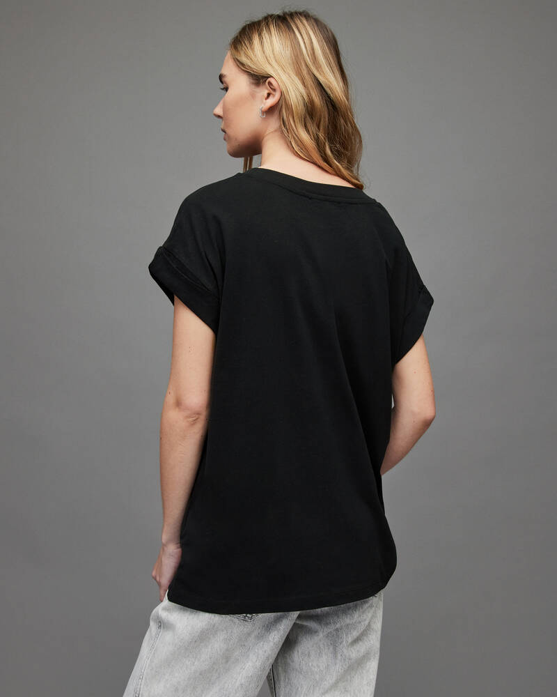 Black Allsaints Volans Imogen Boy Embellished T Shirt | WM293V-5