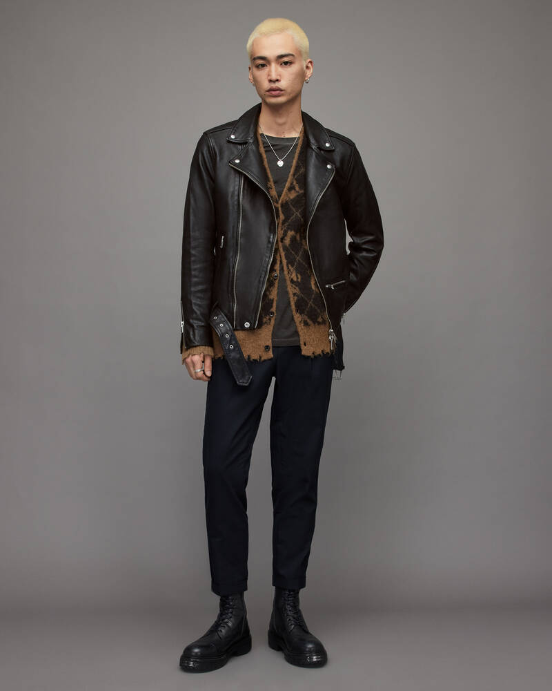 Black Allsaints Wick Leather Biker Jacket | ML007P-5