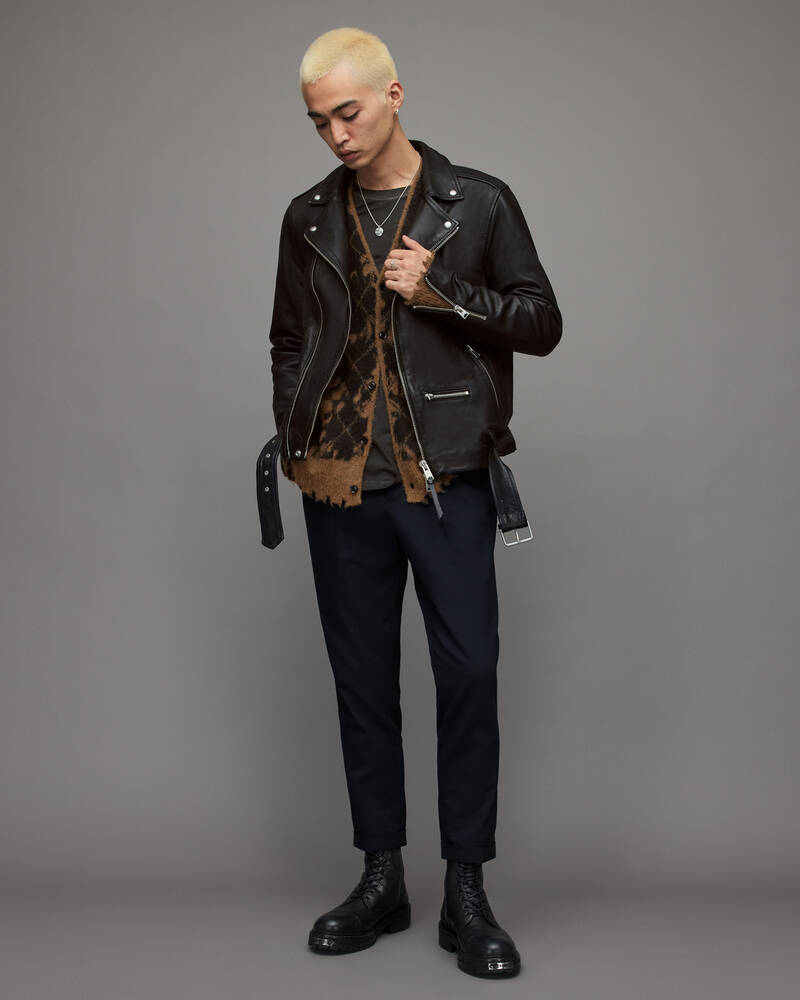 Black Allsaints Wick Leather Biker Jacket | ML007P-5