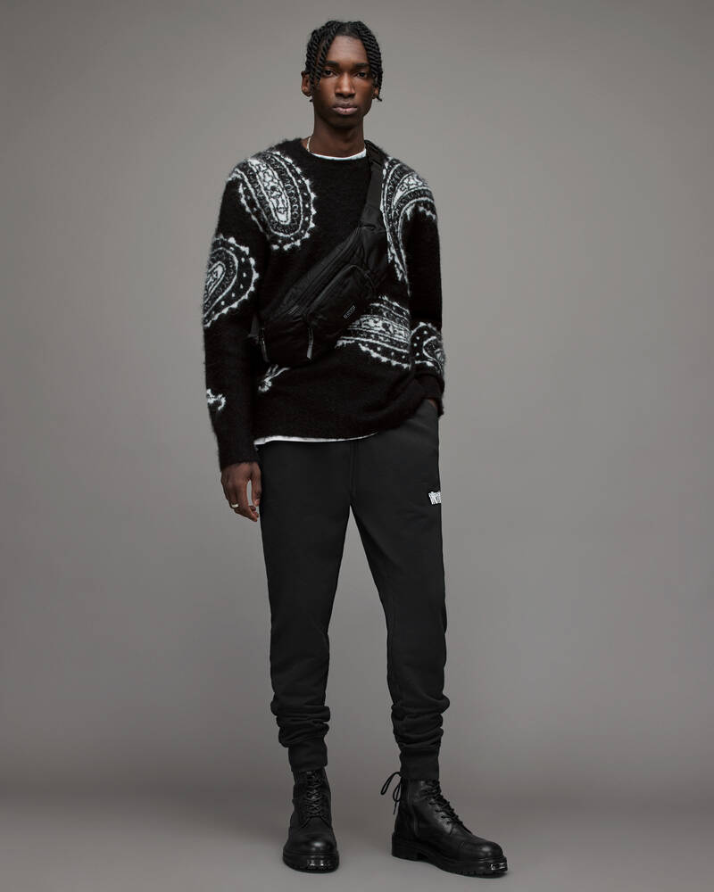 Black Allsaints Woodblock Paisley Crew Jumper | MK107X-5