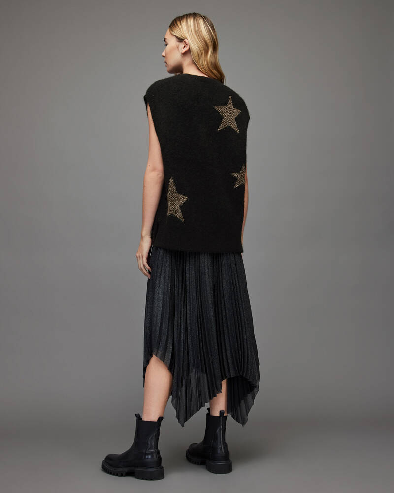 Black/Antique Gold Allsaints Star Jacquard Tank | WK069X-8028