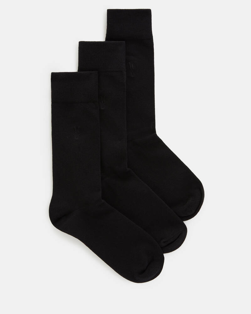 Black/Black/Black Allsaints Adan Ramskull Socks 3 Pack | MW502X-4166