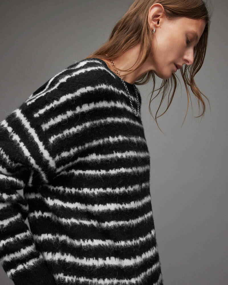 Black/Chalk White Allsaints Rosco Striped Jumper | WK042W-5330