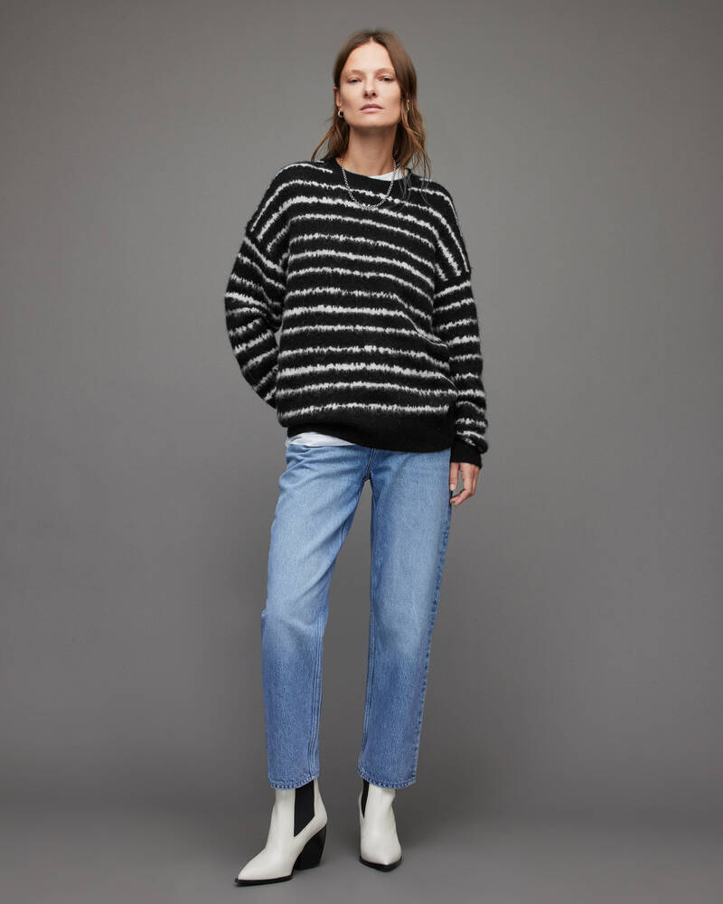 Black/Chalk White Allsaints Rosco Striped Jumper | WK042W-5330