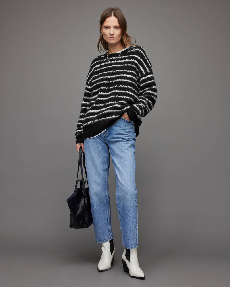 Black/Chalk White Allsaints Rosco Striped Jumper | WK042W-5330