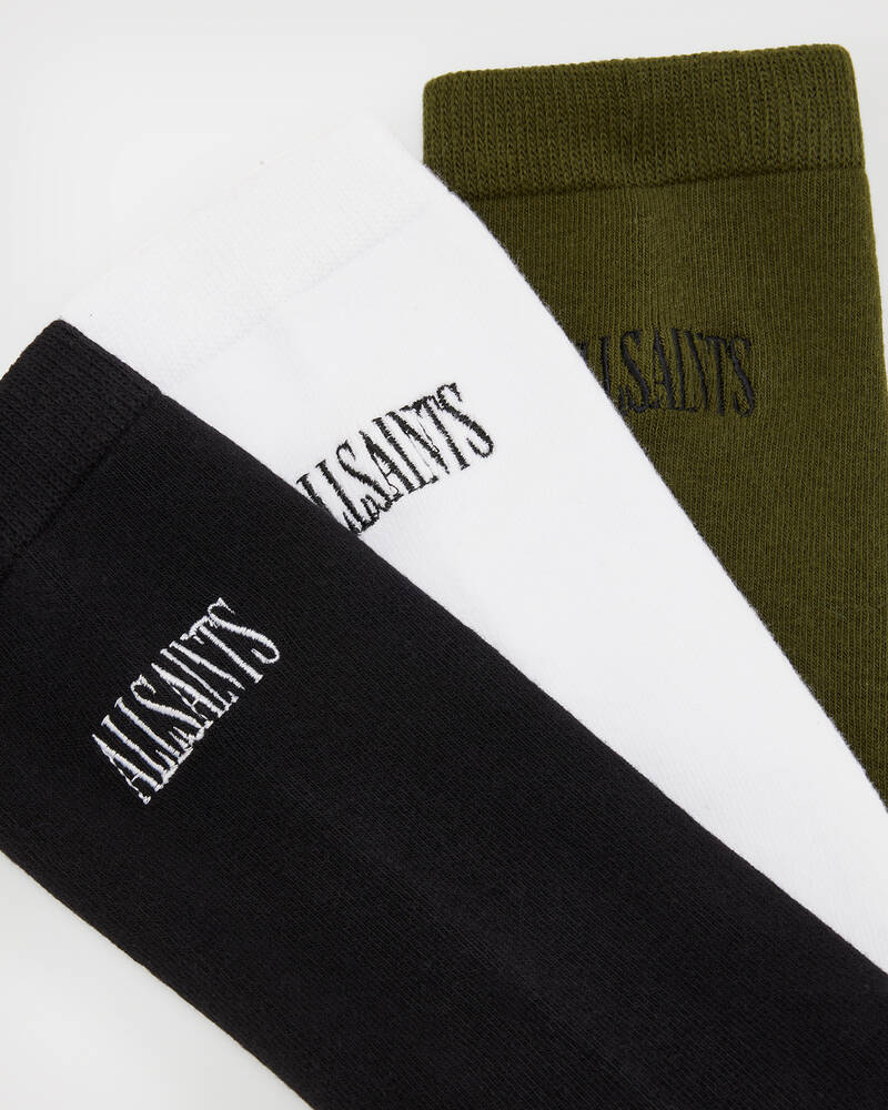 Black/Khaki/White Allsaints State Sport Socks 3 Pack | WW501X-7953