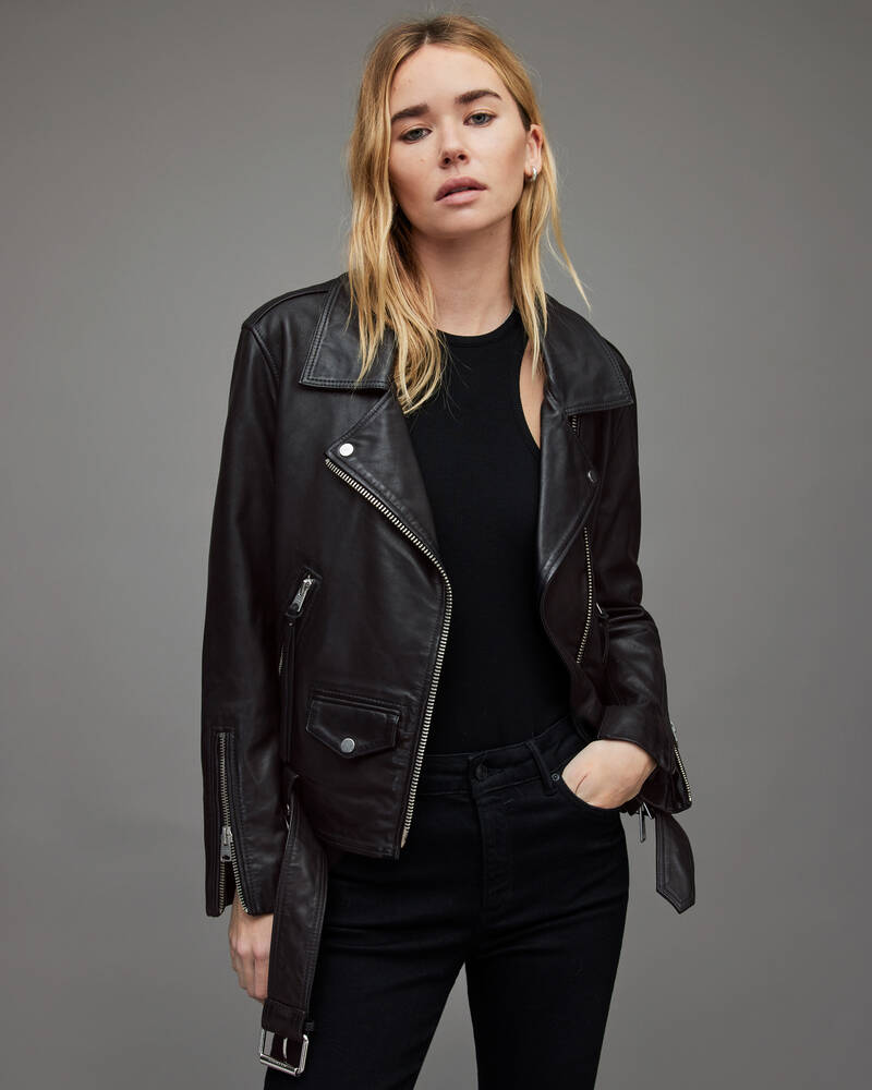 Black/Natural Allsaints Luna 4 In 1 Shearling Biker Jacket | WL086R-2610