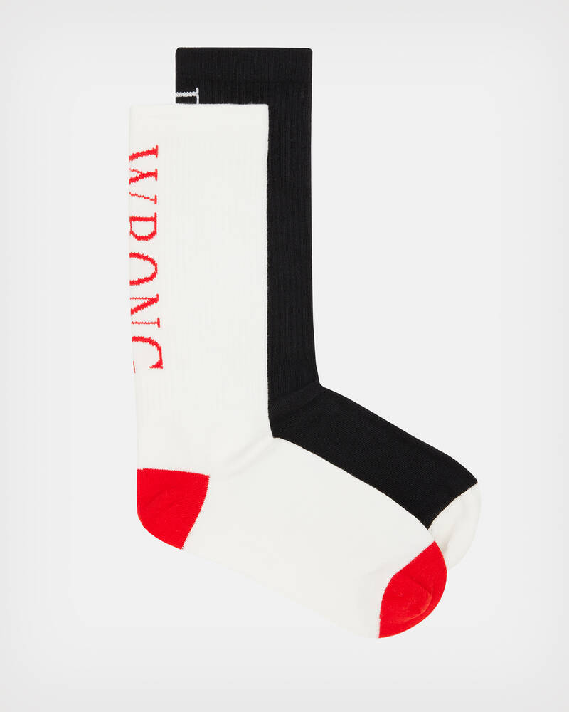 Black/Offwhite/Red Allsaints Right Wrong Socks | WW608X-8127