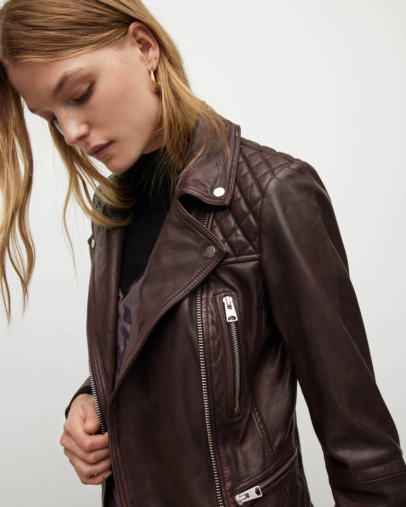 Black/Oxblood Allsaints Cargo Leather Biker Jacket | WL145V-1215