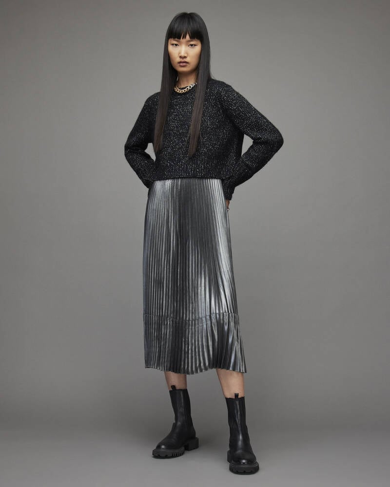 Black/Silver Allsaints Silvi 2 In 1 Dress | WD050X-399