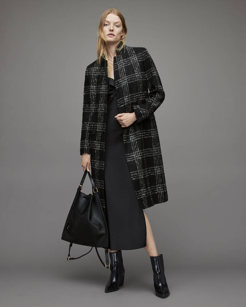 Black/White Allsaints Bexa Check Coat | WO007X-250