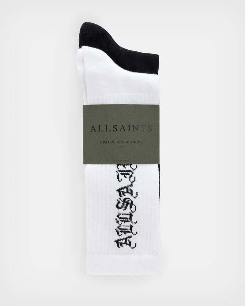 Black/White Allsaints Lincoln Sports Socks 2 Pack | MW508X-250